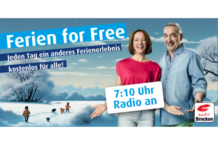 Die Moderatoren Amrei und Tilo präsentieren die Radio Brocken-Aktion "ferien for free".